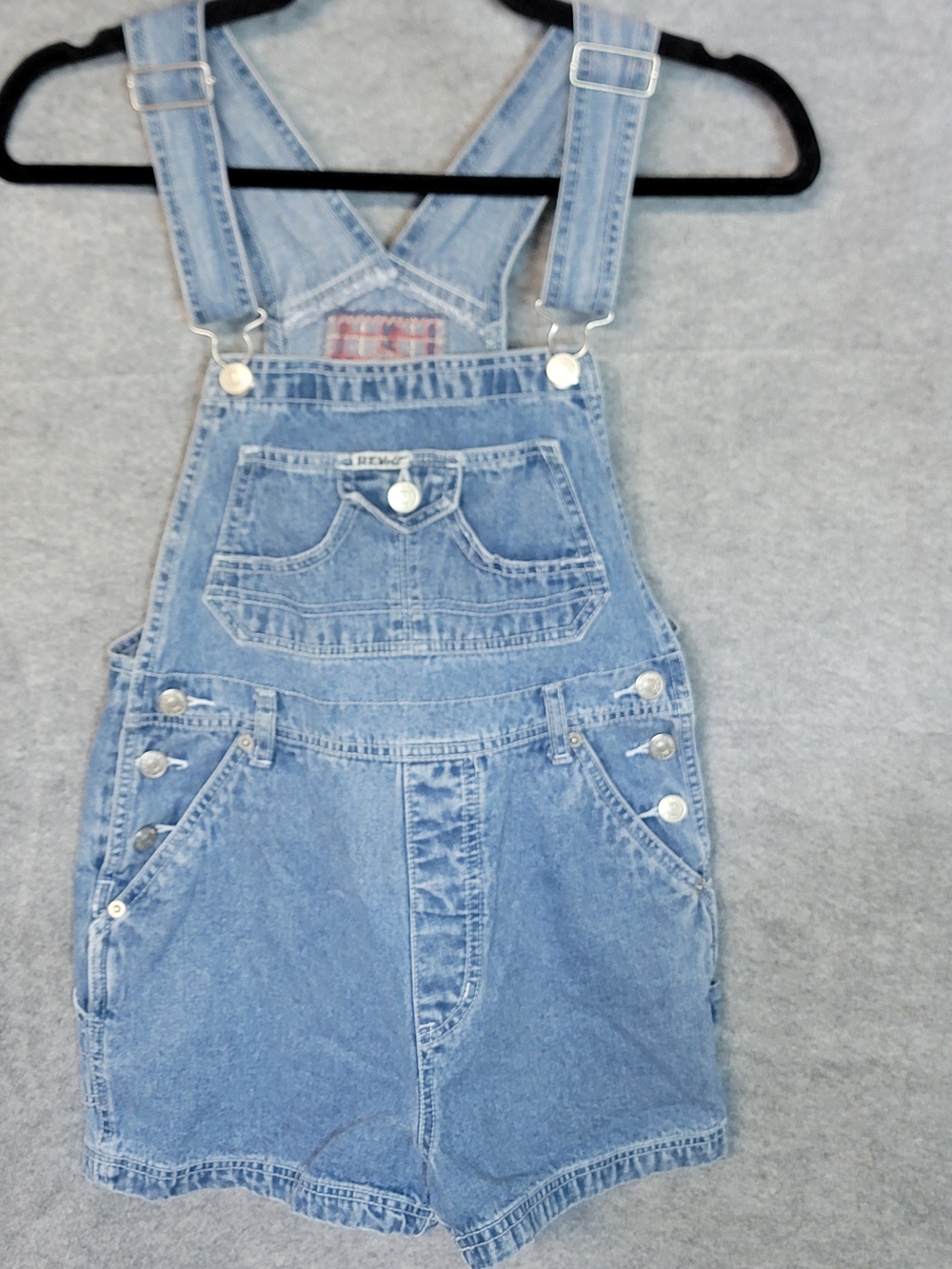 Revolt Y2k Light Wash Denim Short Overalls Size Medium